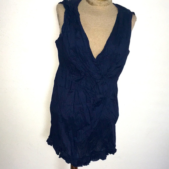 VTG Y2K PATRICK ROBINSON FOR TARGET NAVY WRAPPED SLEEVELESS COTTON BLOUSE SZ XL - Picture 1 of 6